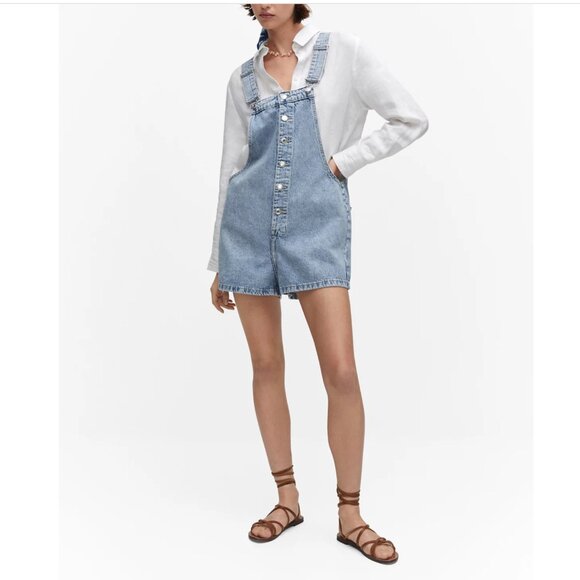 MANGO Denim button down dungarees - Picture 5 of 9
